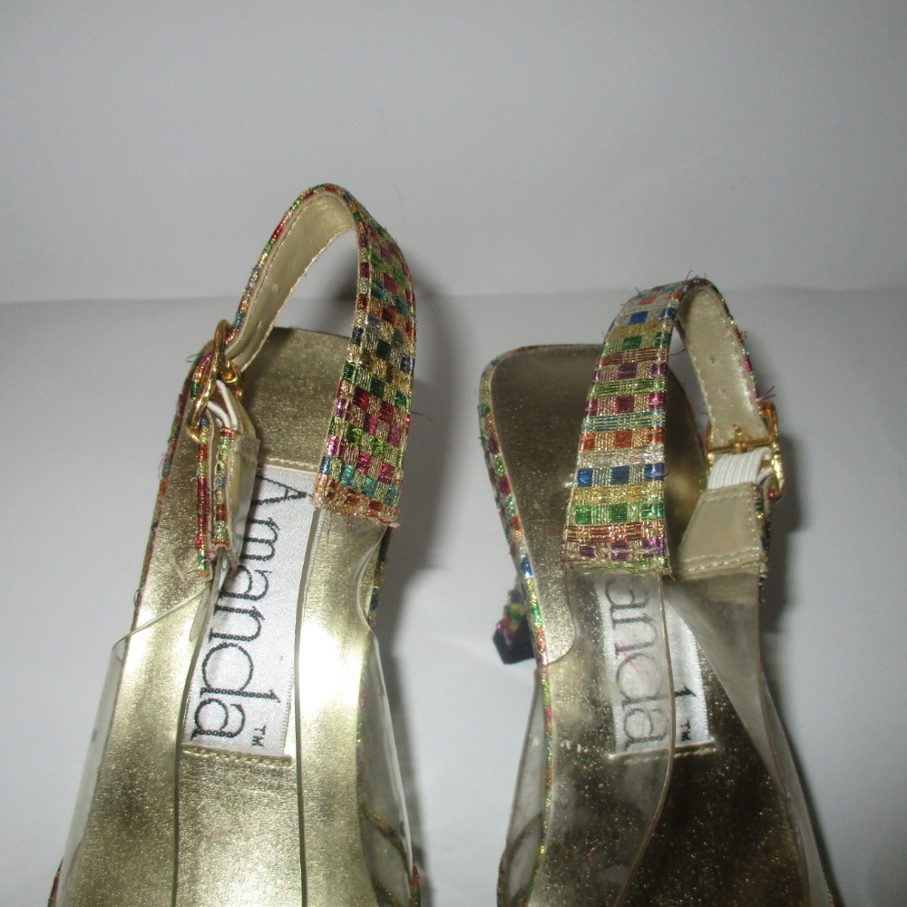 Rainbow Metallic Weave & Stripe Pattern Square Toe - image 4